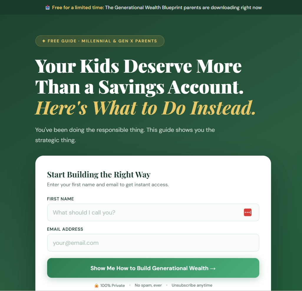 Client opt-in page we built